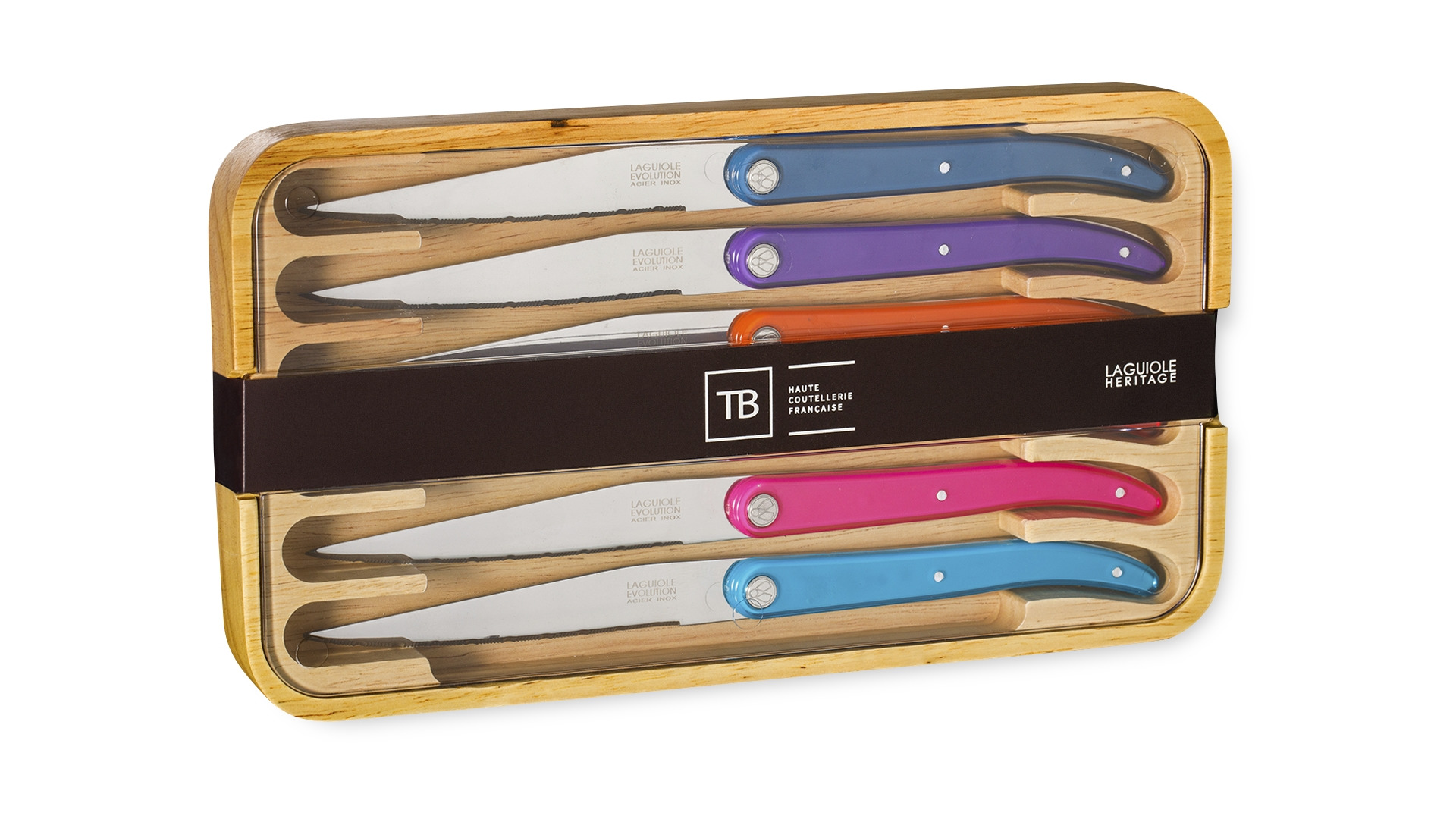 Набор ножей для стейка Tarrerias Bonjean Лайоль Эволюция, ручка - АБС пластик, 6 шт, 6 цветов