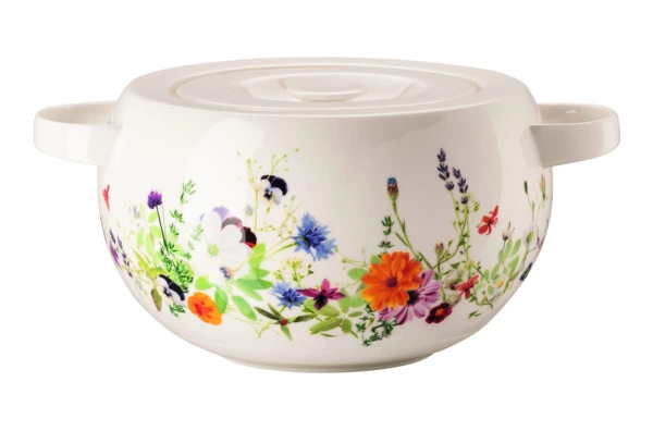 Блюдо для горячего с крышкой Rosenthal Горный воздух 3 л, фарфор костяной