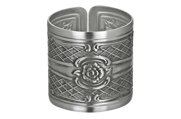 Набор колец для салфеток посеребренный в футляре Кольчугинский мельхиор Серебряная роза 4 см, 6 шт,