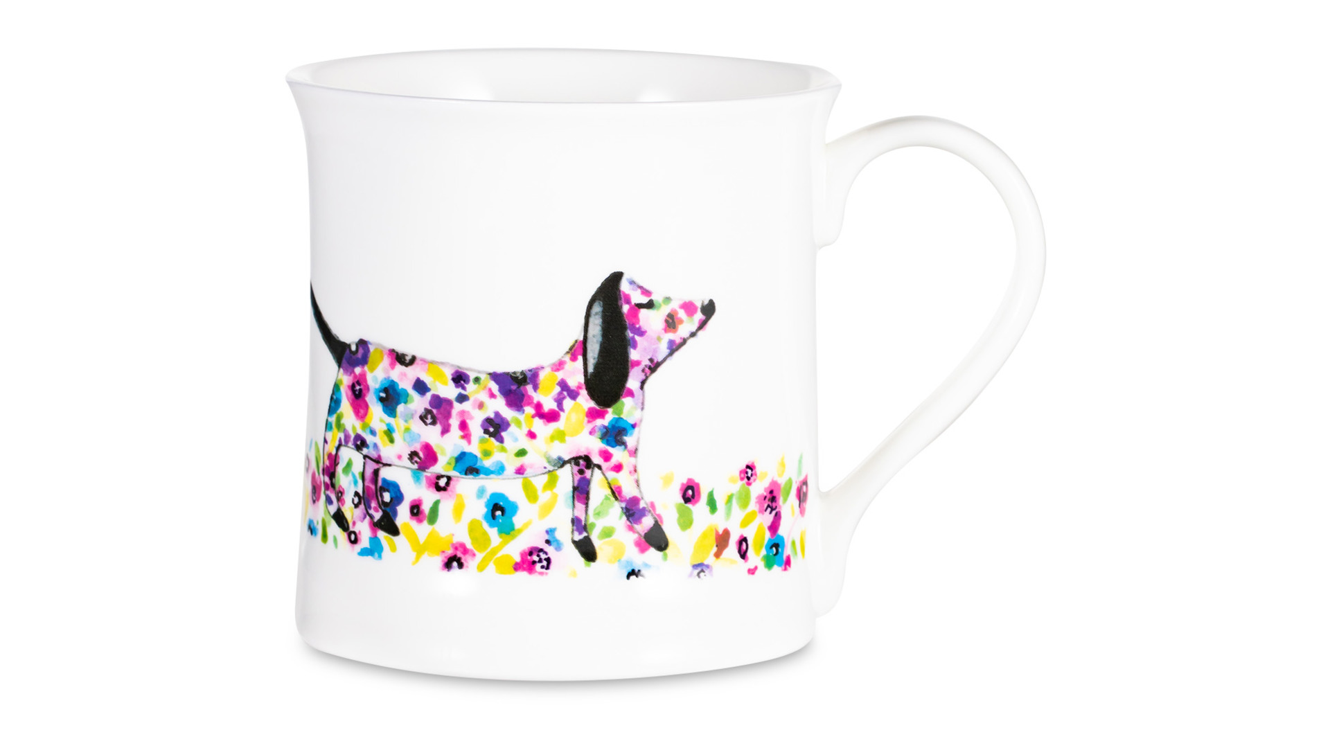 Кружка Just Mugs Devon Цветочный питомец Собака 412 мл, фарфор костяной