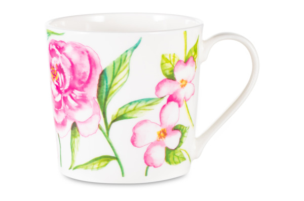 Кружка Just Mugs Dorset Дикие розы Шиповник розовый 400 мл, фарфор костяной