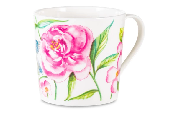 Кружка Just Mugs Dorset Дикие розы Шиповник розовый 400 мл, фарфор костяной