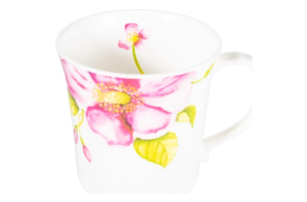 Кружка Just Mugs Mersey Ботанический сад Шиповник 412 мл, фарфор костяной