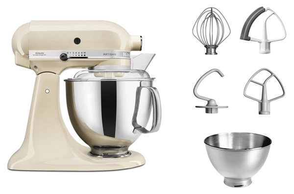 Миксер планетарный KitchenAid Artisan 4,8 л, кремовый, 5KSM175PSEAC, 4 насадки, доп.чаша