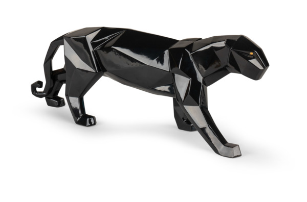 Фигурка Lladro Черная пантера оригами, глазурованная, фарфор