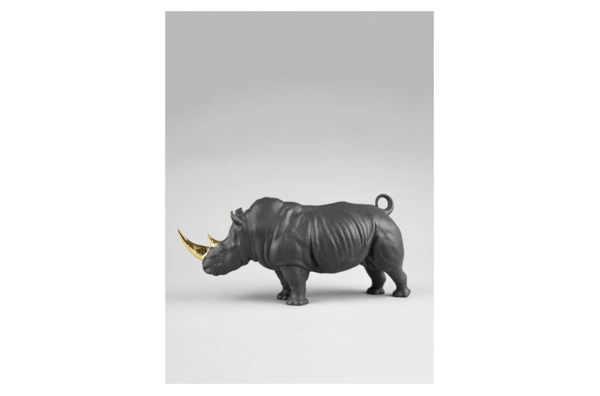 Фигурка Lladro Носорог 22х45 см, фарфор, черная
