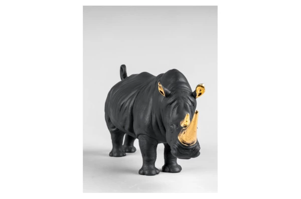 Фигурка Lladro Носорог 22х45 см, фарфор, черная