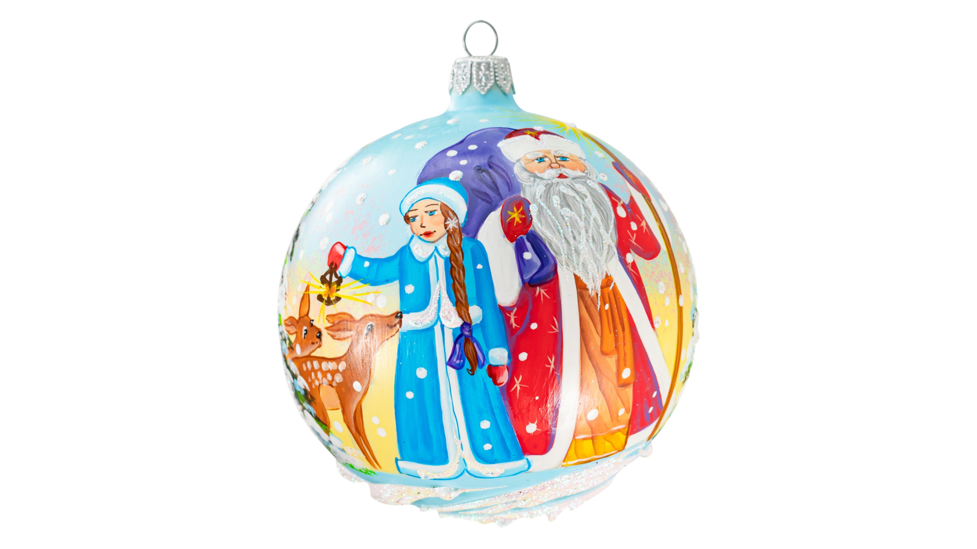 Игрушка елочная шар Bartosh Дед мороз Снегурочка 10 см, стекло, п/к