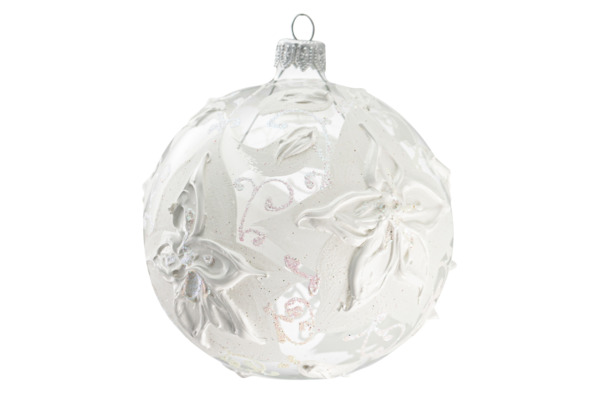 Игрушка елочная шар Bartosh Рождественник 10 см, стекло, п/к, белый