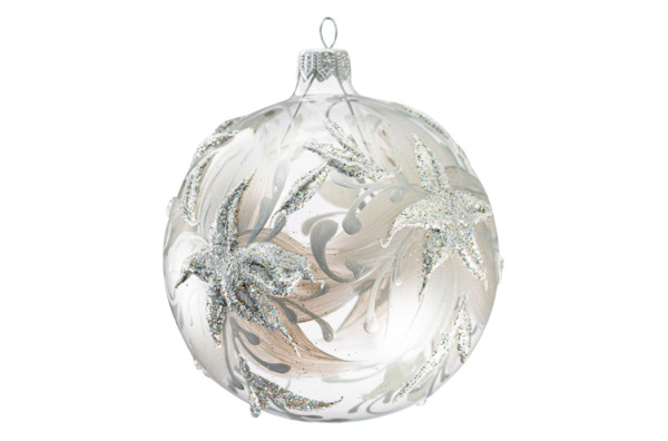 Игрушка елочная шар Bartosh Рождественник 10 см, стекло, п/к, серебро