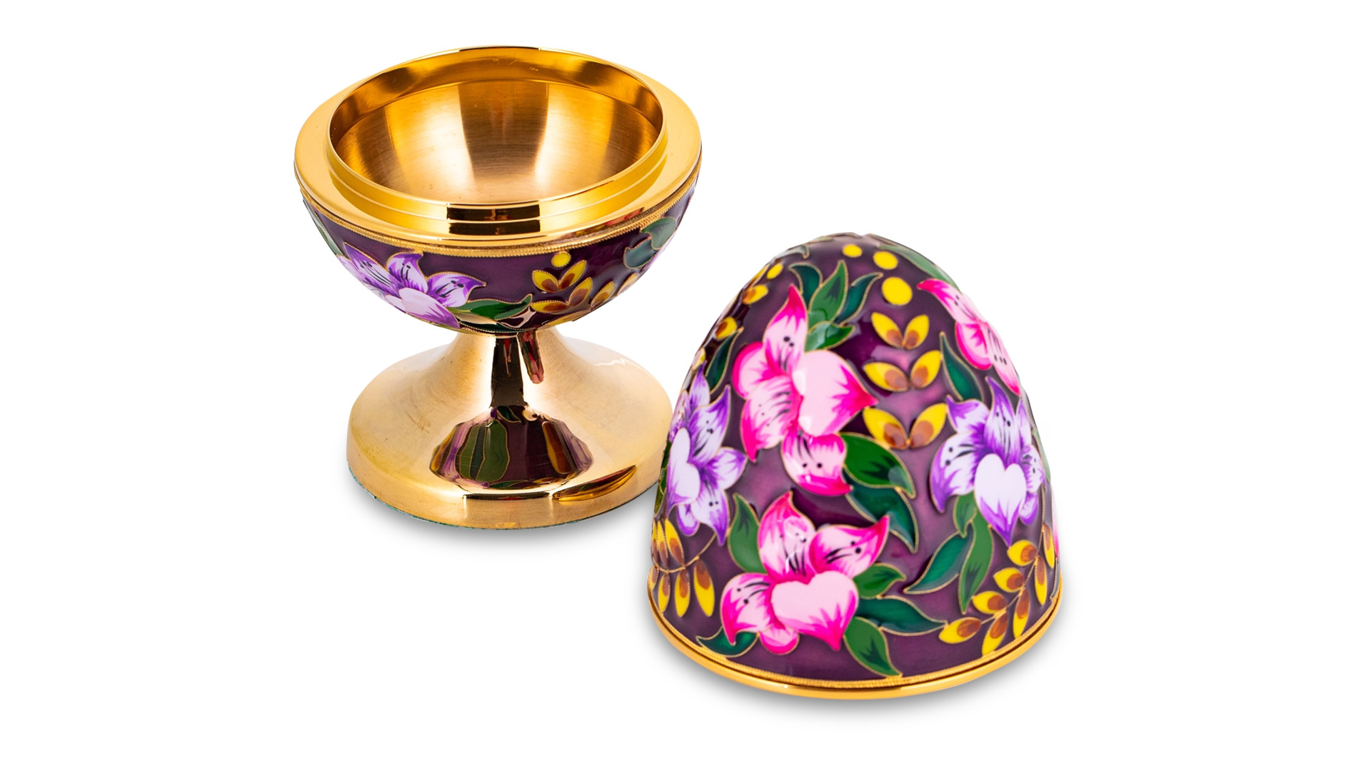 Шкатулка яйцо Русские самоцветы Лилия 212,38 г, медь