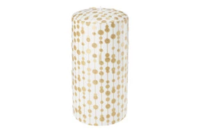 Свеча интерьерная Pernici Les Sens Pois Ivory Golden Pois 700 мл, столб 20х10 см, п/к