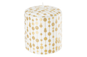 Свеча интерьерная Pernici Elementi Pois Ivory Golden Pois 1,3 кг, столб 11х10 см, п/к