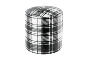 Свеча интерьерная Pernici Tartan Black&White 700 мл, столб 11х10 см, п/к