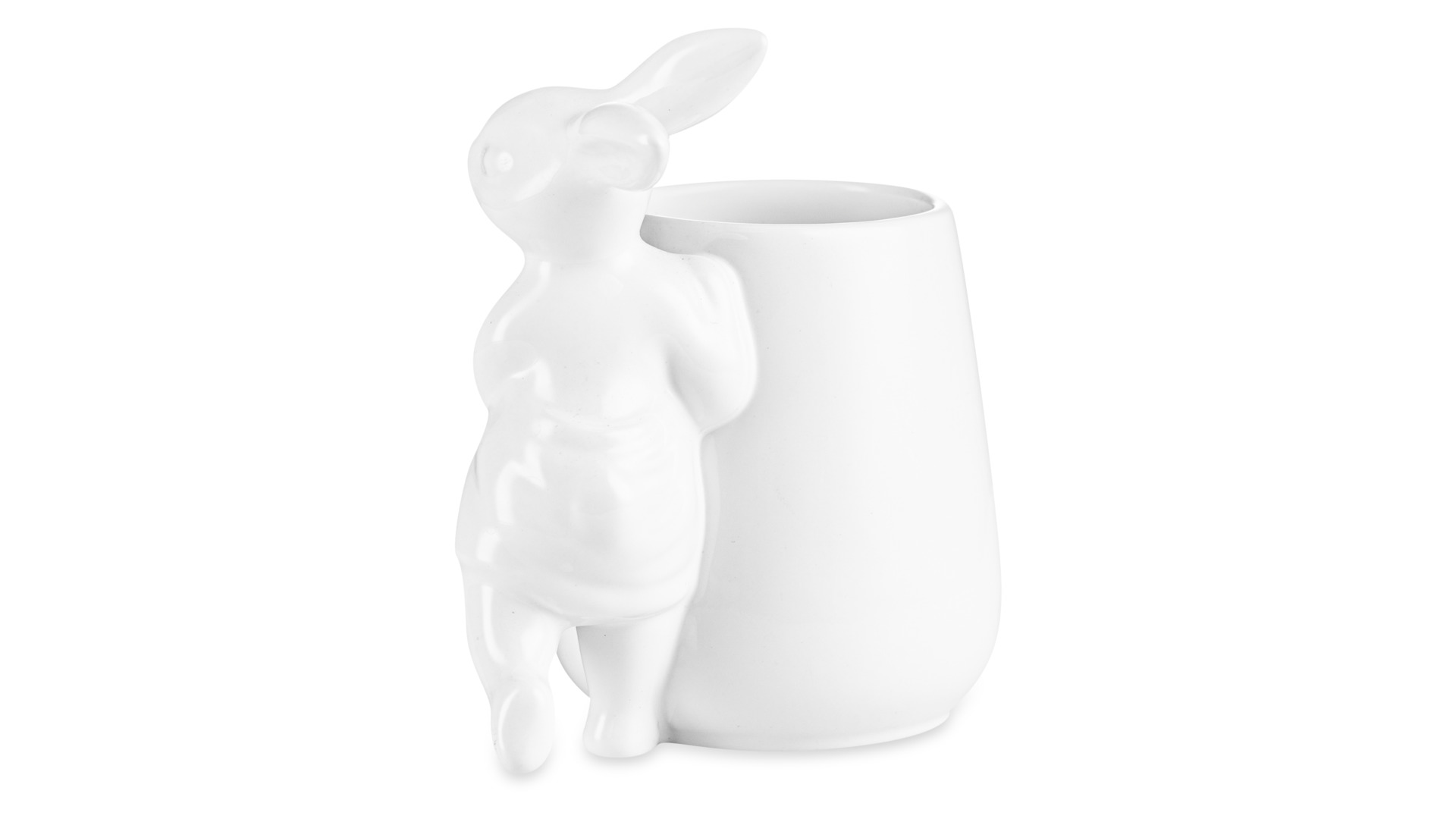 Стаканчик для зубных щеток с кроликом Claystreet Кролики - чистюли New 14,3 см, фарфор, белый