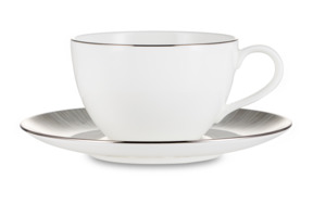 Чашка чайная с блюдцем Narumi Сверкающая Платина 280 мл, фарфор костяной
