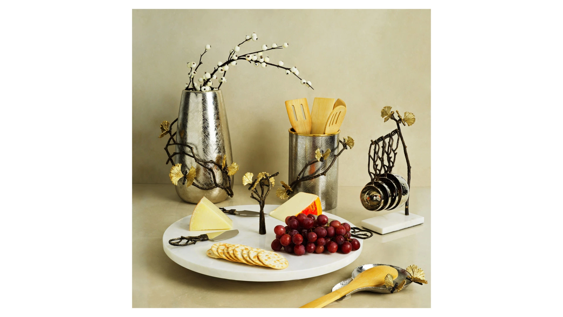 Ваза Michael Aram Бабочки Гинкго 15х14х20 см 1,3 л, сталь нержавеющая