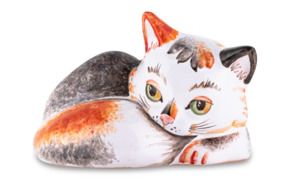 Фигурка Ярославская майолика Кошка лежа 8 см, керамика