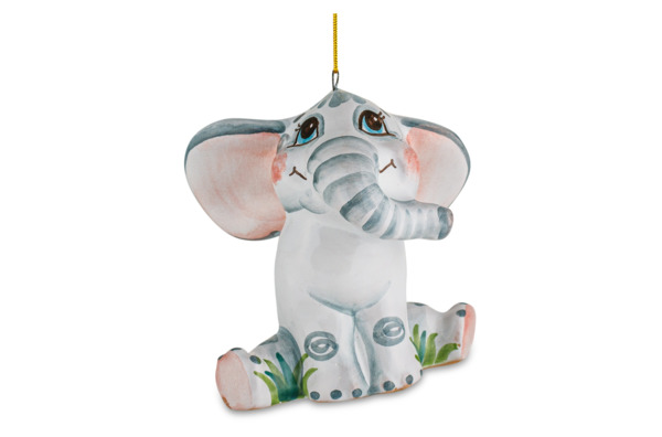 Игрушка елочная Ярославская майолика Слоненок 6 см, керамика