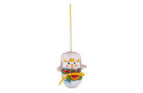 Игрушка елочная Ярославская майолика Снеговик в ушанке 7,5 см, керамика