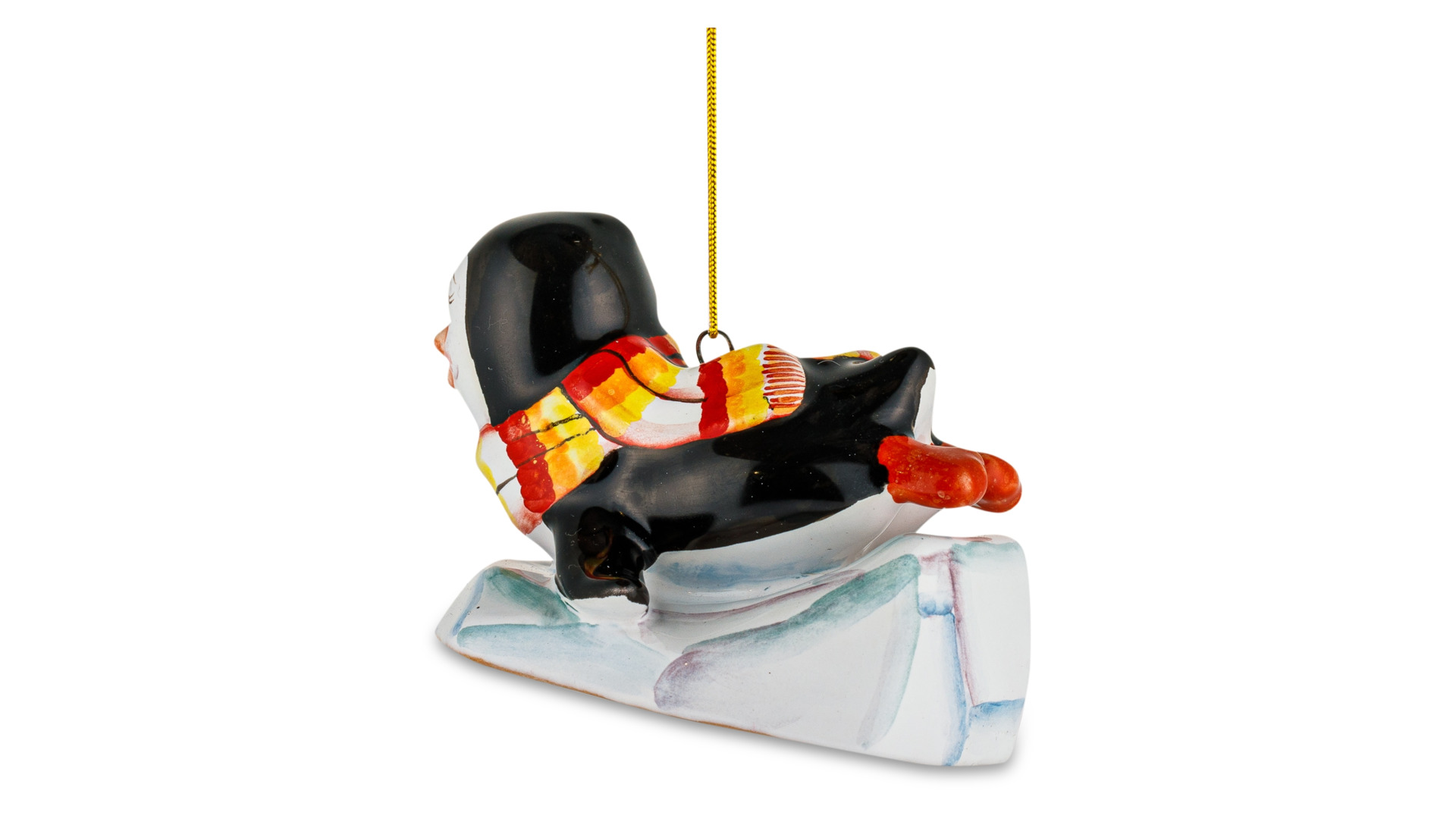 Игрушка елочная Ярославская майолика Пингвиненок на льдинке на животике 7 см, керамика