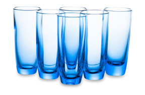Набор стаканов для воды в футляре ГХЗ Шар 290 мл, 6 шт, хрусталь, васильковый