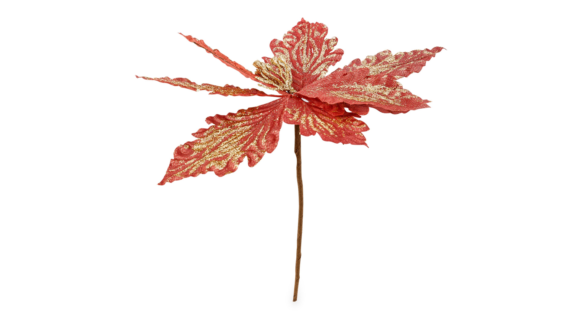 Цветок искусственный Деко Пуансеттия 20 см, ткань