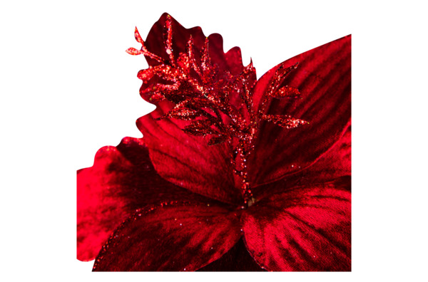Цветок искусственный "Пуансеттия" (ткань), H55 см