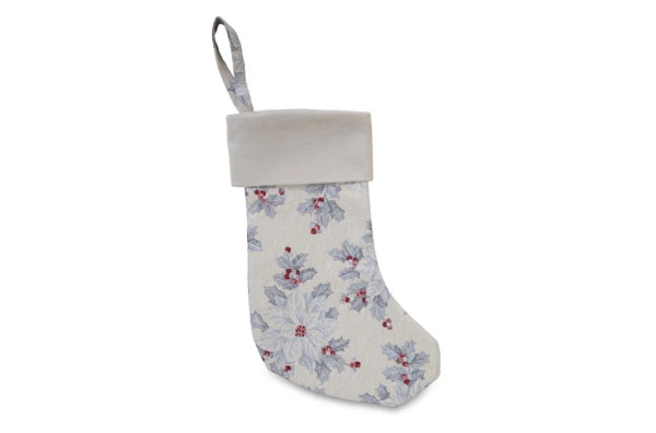 Сапожок новогодний Mix&Match Home Пуансеттия 22х35 см, гобелен, серебристо-голубой