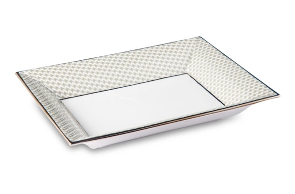 Блюдо прямоугольное Legle Гусиная лапка 19х16 см, фарфор, серая