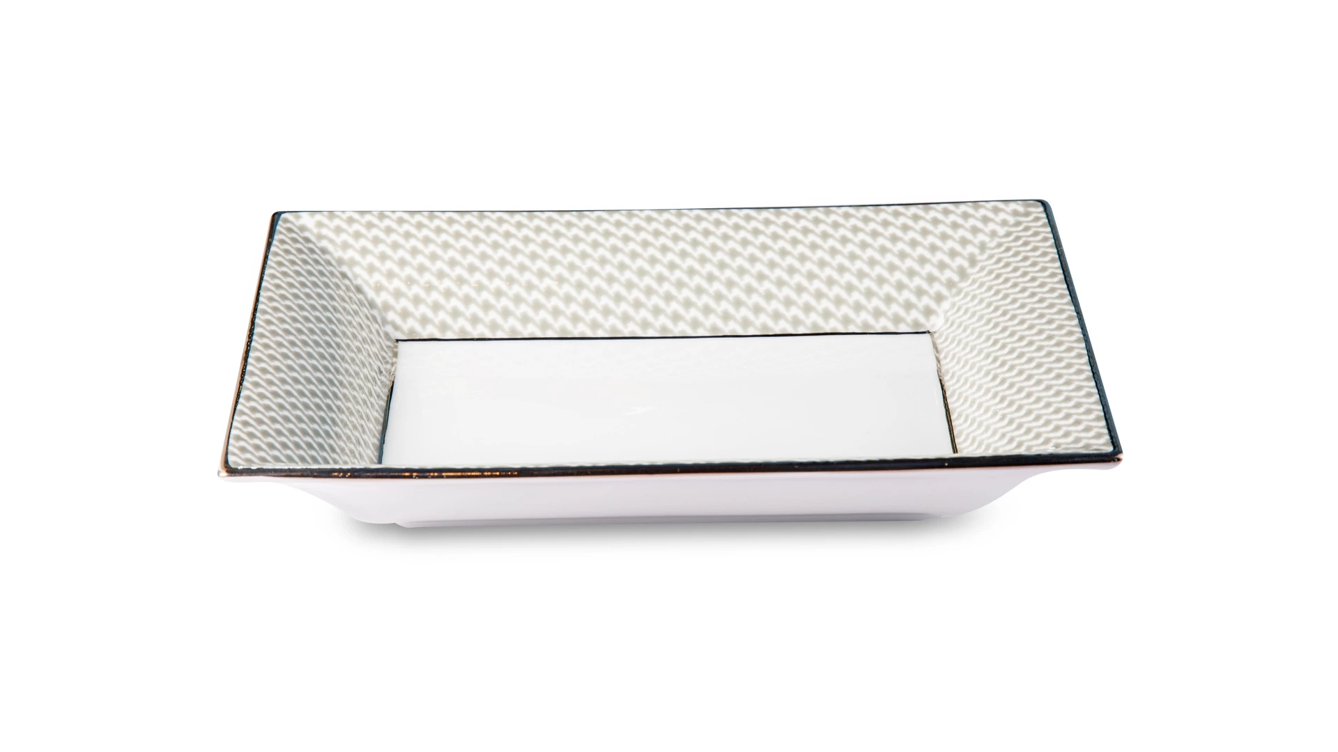 Блюдо прямоугольное Legle Гусиная лапка 19х16 см, фарфор, серая