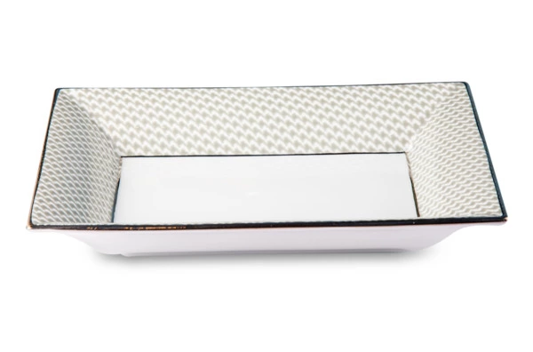 Блюдо прямоугольное Legle Гусиная лапка 19х16 см, фарфор, серая