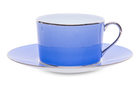 Чашка чайная с блюдцем Legle Под солнцем 250 мл, фарфор, голубая, п/к