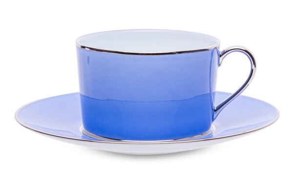 Чашка чайная с блюдцем Legle Под солнцем 250 мл, фарфор, голубая