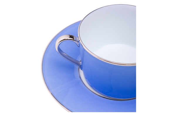 Чашка чайная с блюдцем Legle Под солнцем 250 мл, фарфор, голубая