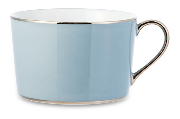 Чашка чайная с блюдцем Legle Под солнцем 250 мл, фарфор, серебристо-серая, платиновый кант