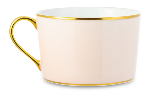 Чашка чайная с блюдцем Legle Под солнцем 250 мл, фарфор, бледно-розовая, матовый золотой кант
