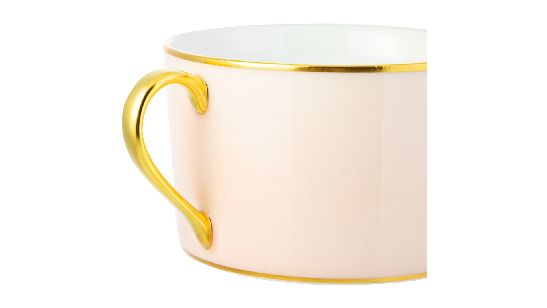 Чашка чайная с блюдцем Legle Под солнцем 250 мл, фарфор, бледно-розовая, матовый золотой кант