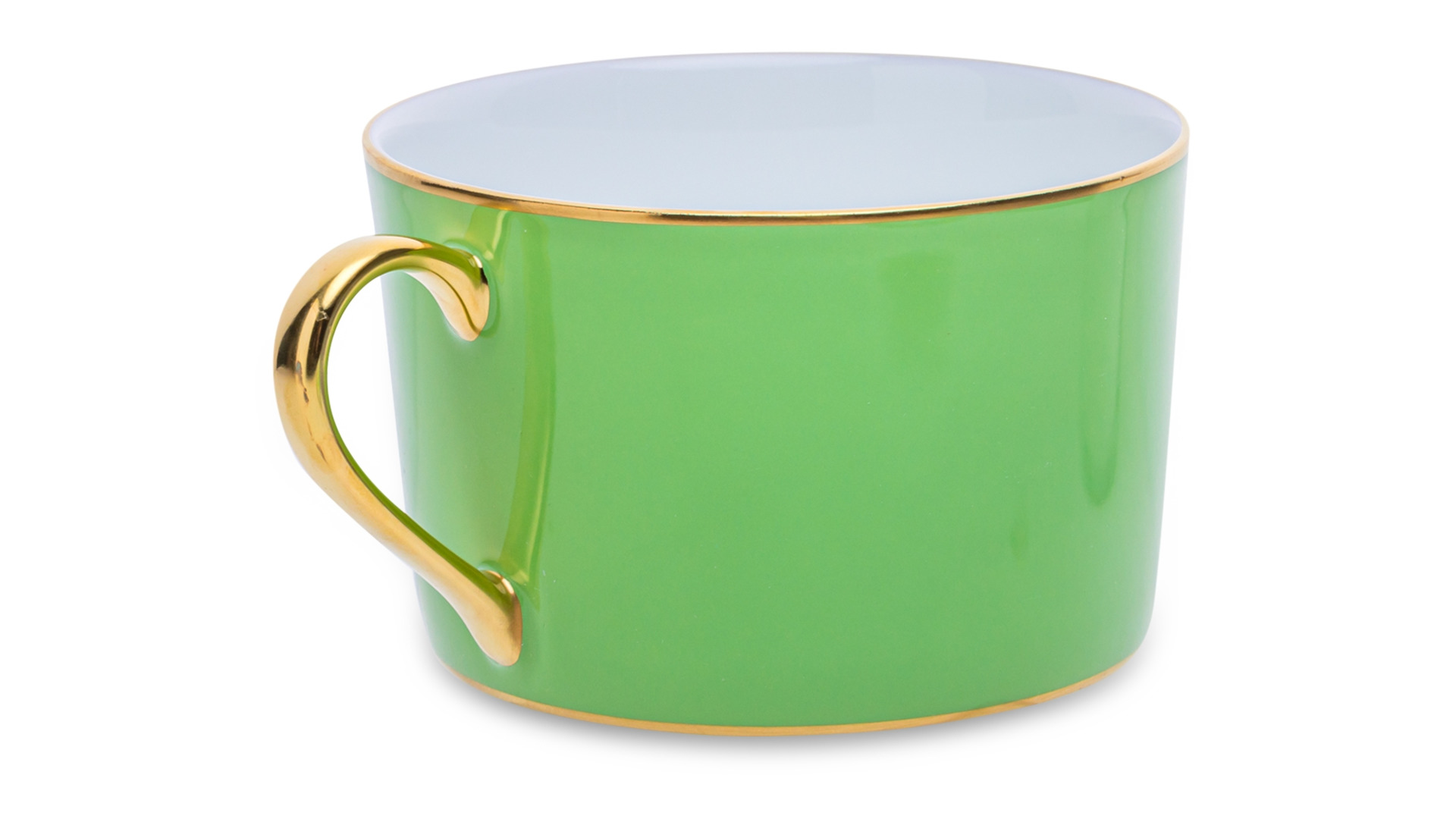 Чашка чайная с блюдцем Legle Под солнцем 250 мл, фарфор, светло-зеленая, матовый золотой кант
