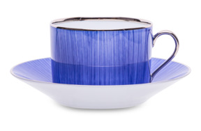 Чашка чайная с блюдцем Legle Карбон 250 мл, фарфор, темно-синяя, п/к