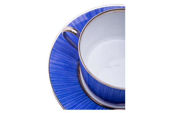 Чашка чайная с блюдцем Legle Карбон 250 мл, фарфор, темно-синяя
