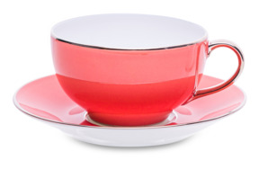 Чашка чайная с блюдцем Legle Под солнцем 280 мл, фарфор, розовая, п/к