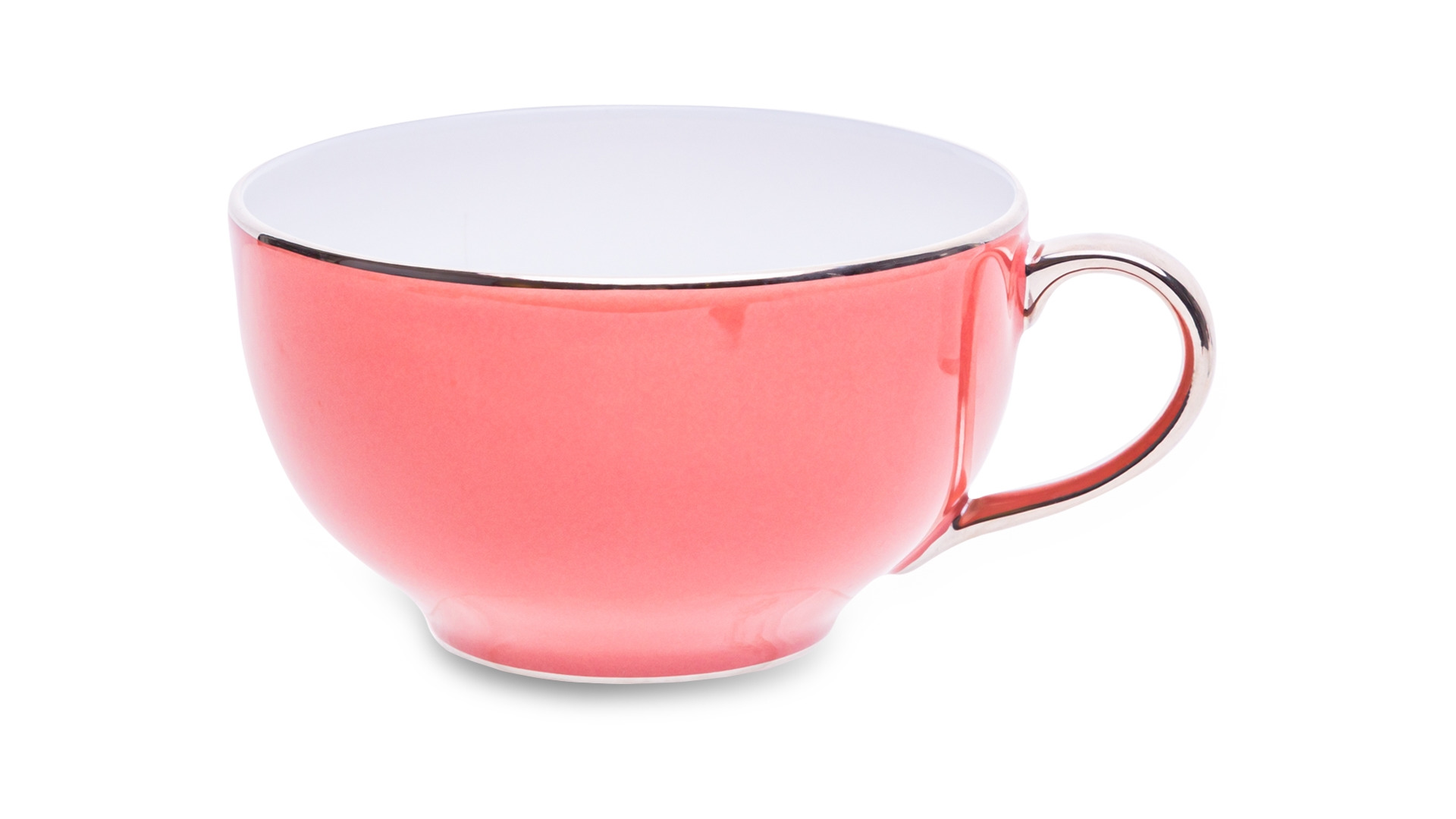 Чашка чайная с блюдцем Legle Под солнцем 280 мл, фарфор, розовая, платиновый кант