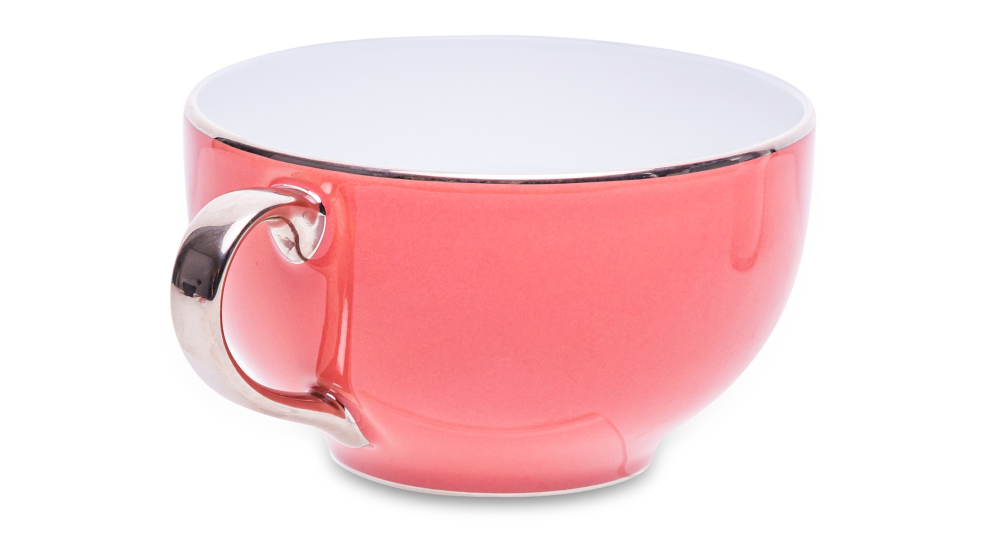 Чашка чайная с блюдцем Legle Под солнцем 280 мл, фарфор, розовая, платиновый кант