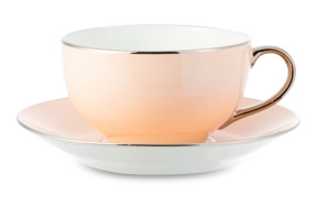 Чашка чайная с блюдцем Legle Под солнцем 280 мл, фарфор, бледно-розовая, п/к