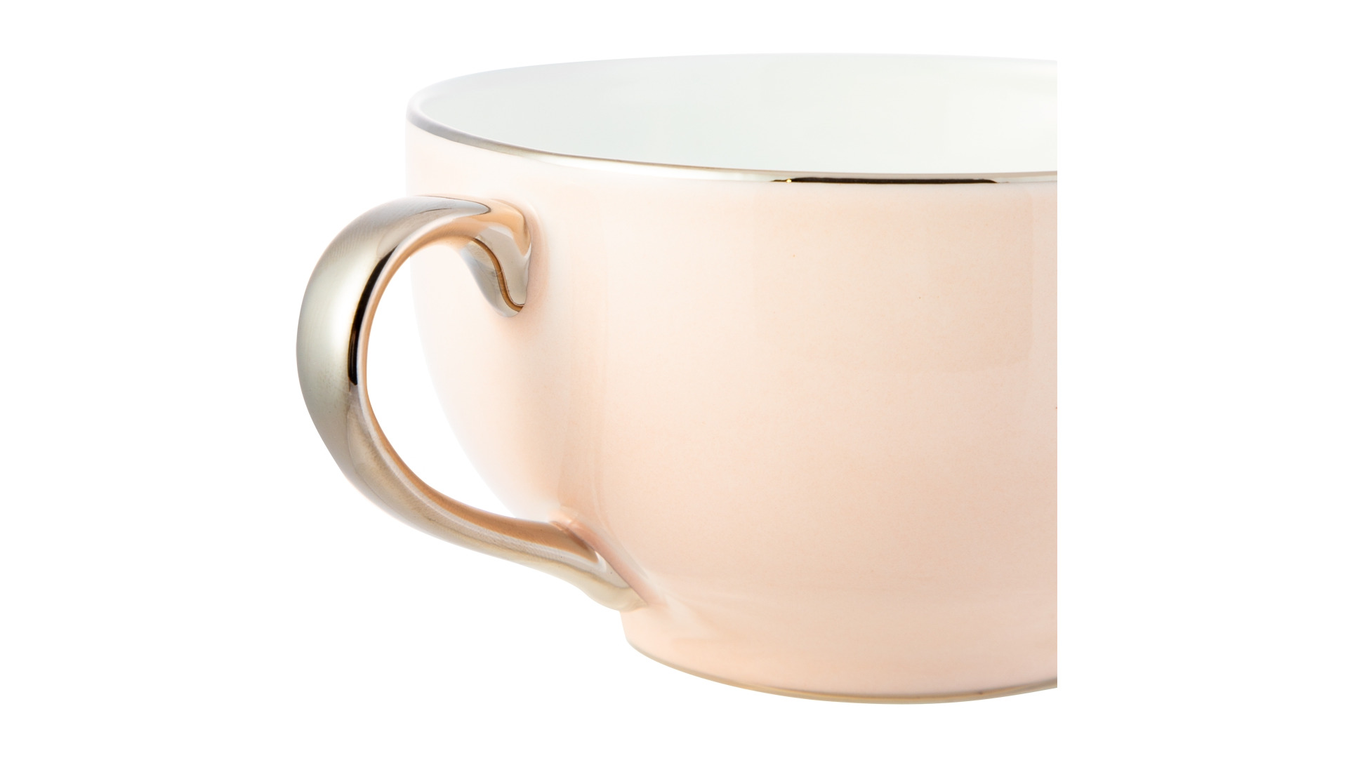 Чашка чайная с блюдцем Legle Под солнцем 280 мл, фарфор, бледно-розовая, платиновый кант