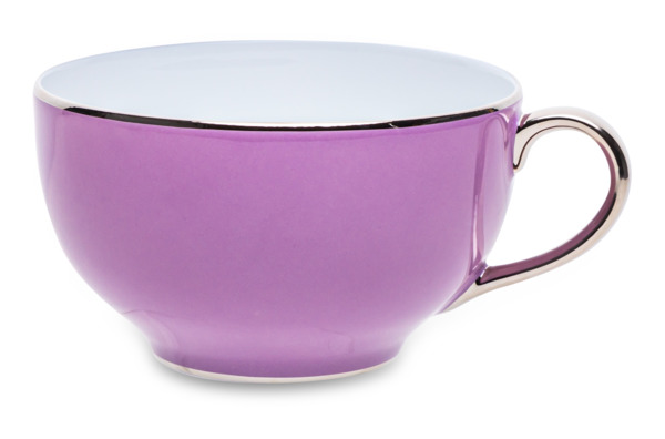Чашка чайная с блюдцем Legle Под солнцем 280 мл, фарфор, лиловая, платиновый кант