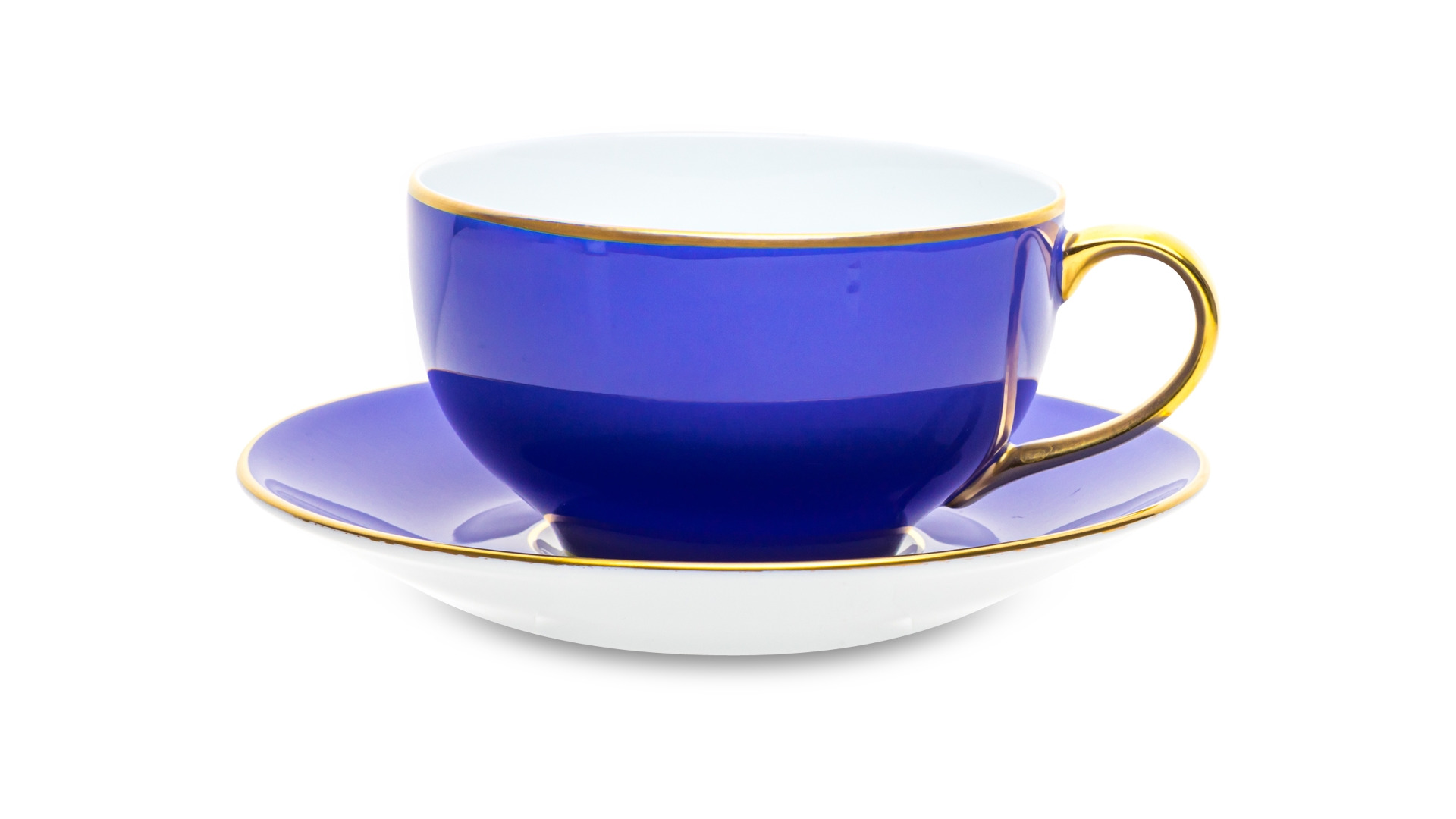 Чашка чайная с блюдцем Legle Под солнцем 280 мл, фарфор, фиолетовая, золотой кант