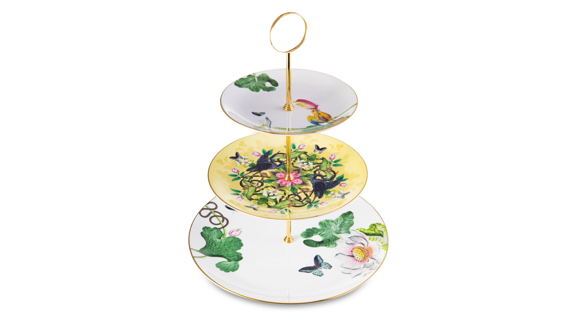 Блюдо трехъярусное Wedgwood Вандерласт Водяная лилия, фарфор, п/к