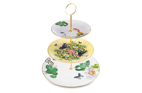 Блюдо трехъярусное Wedgwood Вандерласт Водяная лилия, фарфор, п/к